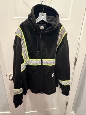 Buffalo Outdoors 2XL Black Reflective Hi Vis Safety Work Hoodie Full Zip